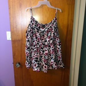 Torrid Floral Print Ruffle Hem Babydoll Tank